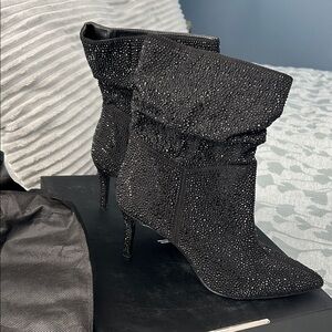 White House Black Market Sparkling Black Heeled Boots